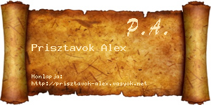 Prisztavok Alex névjegykártya